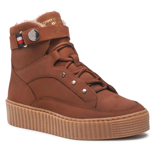 Sneakersy Tommy Hilfiger - Warmlined Lace Up Boot FW0FW06798 Natural Cognac GTU