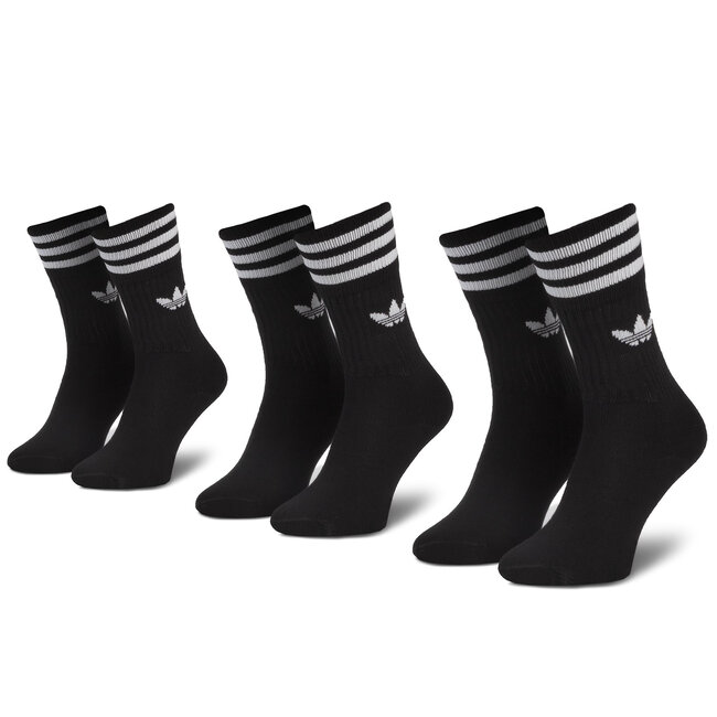 Set di 3 paia di calzini lunghi unisex adidas - Solid Crew Sock S21490 Black/White