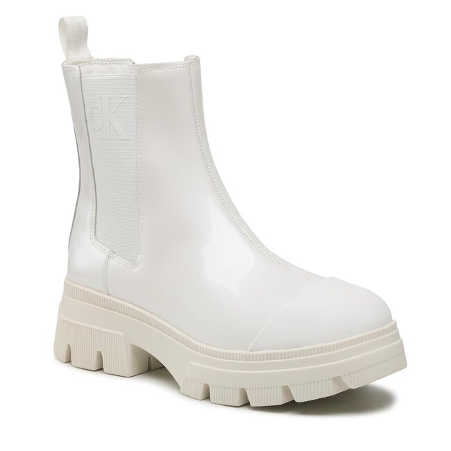 Kotníková obuv s elastickým prvkem Calvin Klein Jeans - Chunky Comabt Chelsea Boot YW0YW00855 White YBR