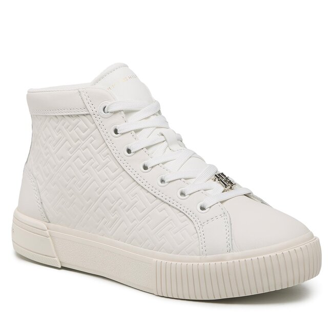 Sneakers Tommy Hilfiger - Th Monogram Leather Sneaker High FW0FW06856 Ecru YBL
