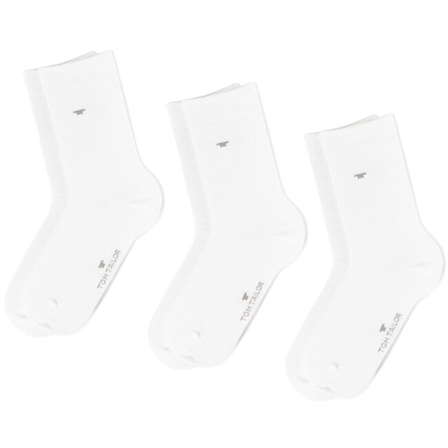Súprava 3 párov vysokých detských ponožiek Tom Tailor - 9203 White 660