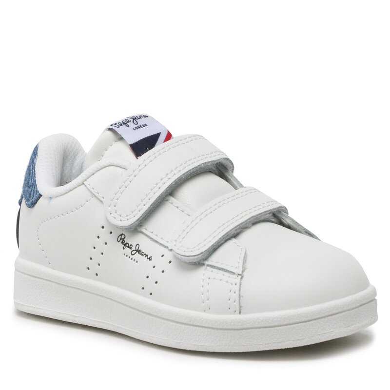 Sneakers Pepe Jeans Player Basic Bk PBS30557 White 800 Klettverschluss Halbschuhe Jungen Kinderschuhe