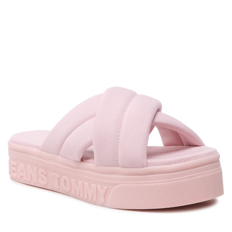 Pantoletten Tommy Jeans Fltfrm Sandal EN0EN02116 Misty Pink Keilabsatz Pantoletten und Sandaletten Damenschuhe