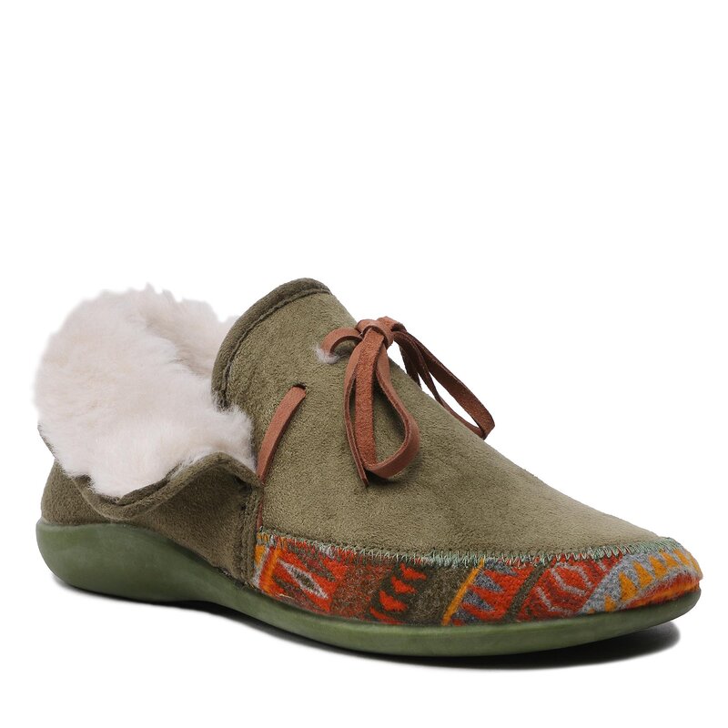Hausschuhe Manitu 340023-07 Khakifarben Hausschuhe Pantoletten und Sandaletten Damenschuhe