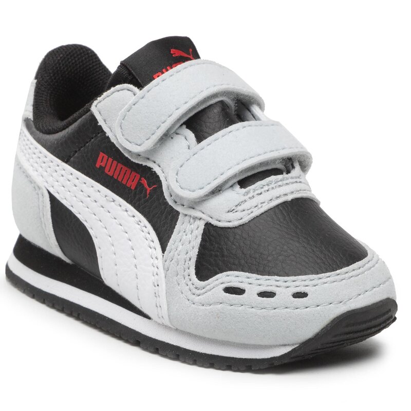 Sneakers Puma Cabana Racer Sl 20 V Inf 383731 04 Black/White/Platinum Gray Klettverschluss Halbschuhe Jungen Kinderschuhe