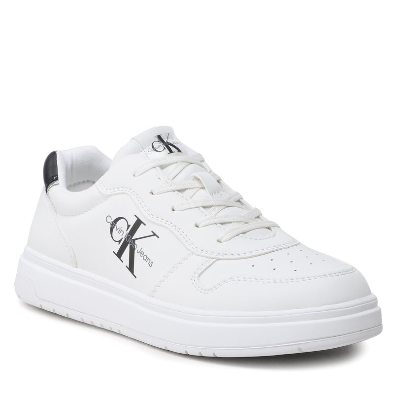 Sneakers Calvin Klein Jeans Low Cut Lace-Up Sneaker V3X9-80553-1355 S White 100 Schnürschuhe Halbschuhe Mädchen Kinderschuhe
