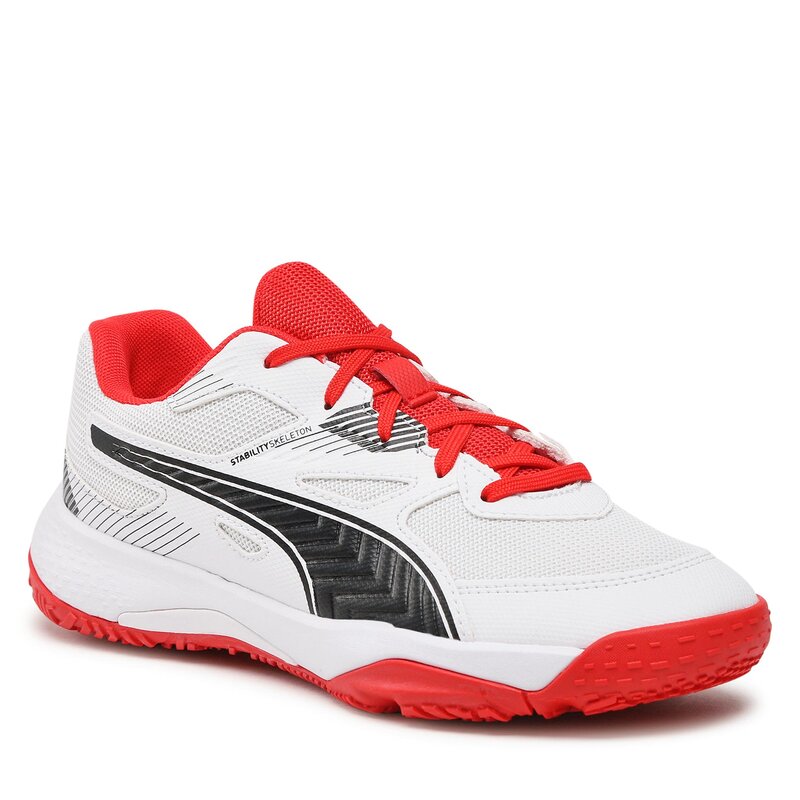 Schuhe Puma Solarflash Jr II 106883 04 Puma White/Blk/High Risk Red Schnürschuhe Halbschuhe Jungen Kinderschuhe