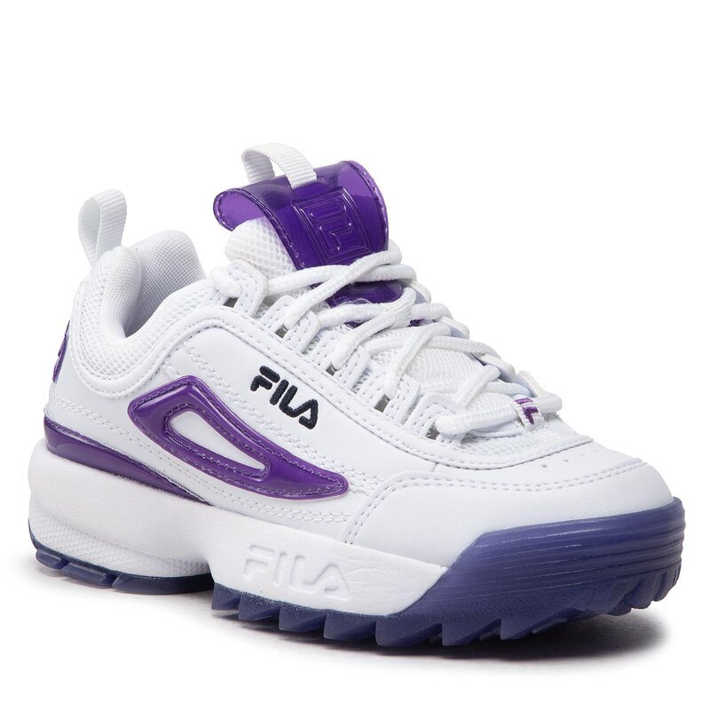 Sneakers Fila Disruptor T Kids FFK0078.13155 White/Prism Violet Schnürschuhe Halbschuhe Jungen Kinderschuhe