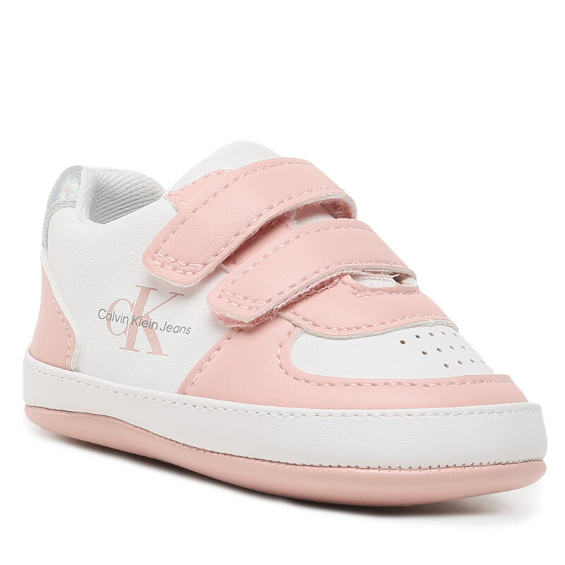Sneakers Calvin Klein Jeans Velcro Shoe V0A4-80460-1582 Pink/White X054 Klettverschluss Halbschuhe Mädchen Kinderschuhe