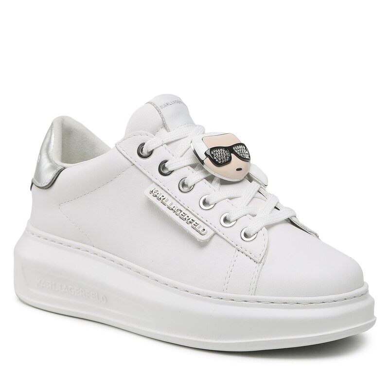 Sneakers Karl Lagerfeld KL62576K White Lthr W/Silver Sneakers Halbschuhe Damenschuhe
