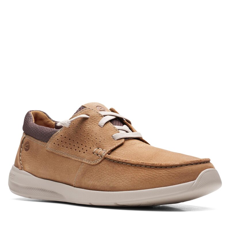 Halbschuhe Clarks Gorwin Moc 26164691 Dark Sand Nubuck Halbschuhe Herrenschuhe