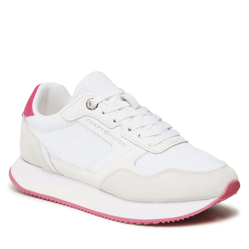 Sneakers Tommy Hilfiger Essential Mesh Runner FW0FW07381 White/Bright Cerise Pink 01S Sneakers Halbschuhe Damenschuhe