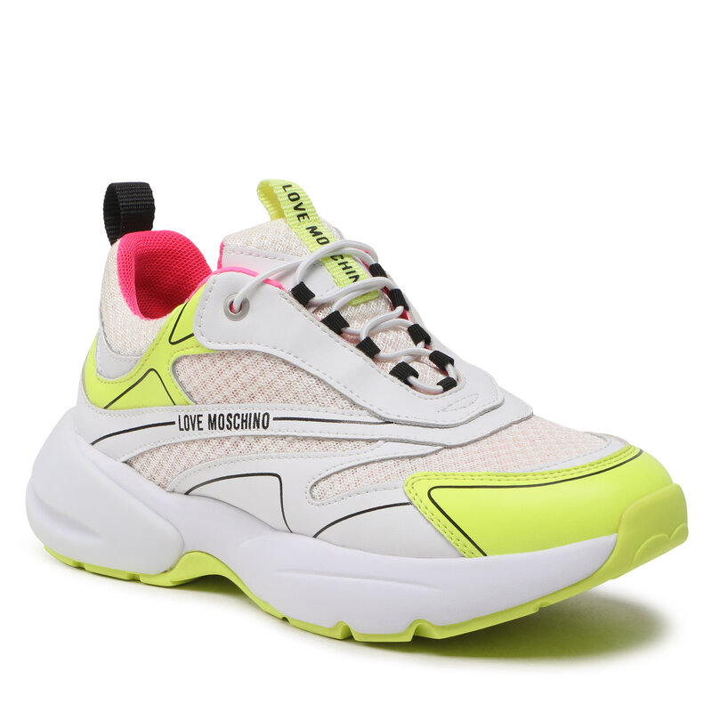 Sneakers LOVE MOSCHINO JA15025G1GIQ510A Bianco/Giallo Sneakers Halbschuhe Damenschuhe