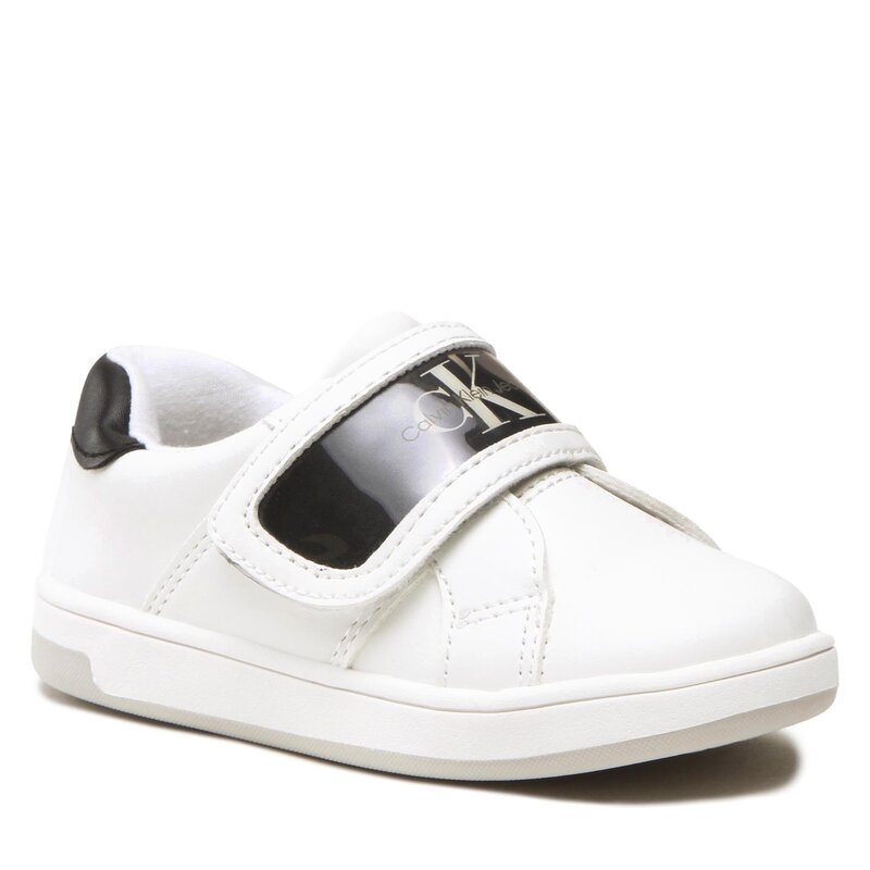Sneakers Calvin Klein Jeans Low Cut Velcro Sneaker V1X9-80547-1355 S White/Black X002 Klettverschluss Halbschuhe Jungen Kinderschuhe