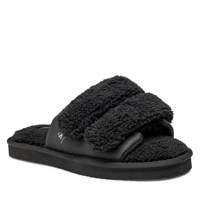 Hausschuhe Calvin Klein Jeans Home Slide Velcro Sherarlng YW0YW00861 Black BDS Hausschuhe Pantoletten und Sandaletten Damenschuhe