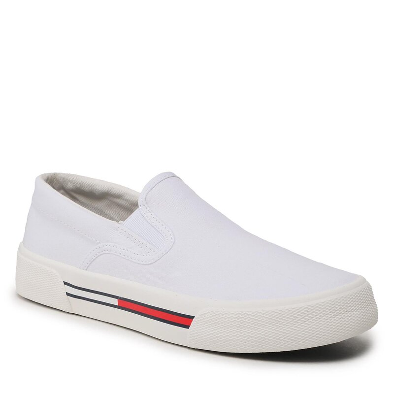 Sneakers aus Stoff Tommy Jeans Slip On Wmn EN0EN02088 White 0K4 Turnschuhe Halbschuhe Damenschuhe