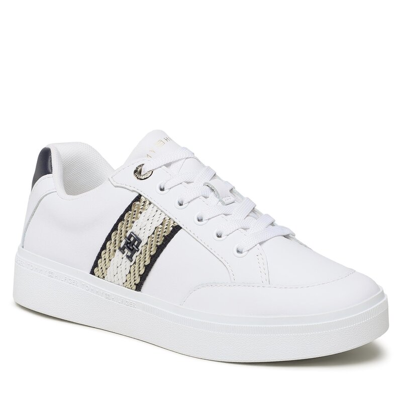 Sneakers Tommy Hilfiger Court Sneaker With Webbing FW0FW07106 White YBS Sneakers Halbschuhe Damenschuhe