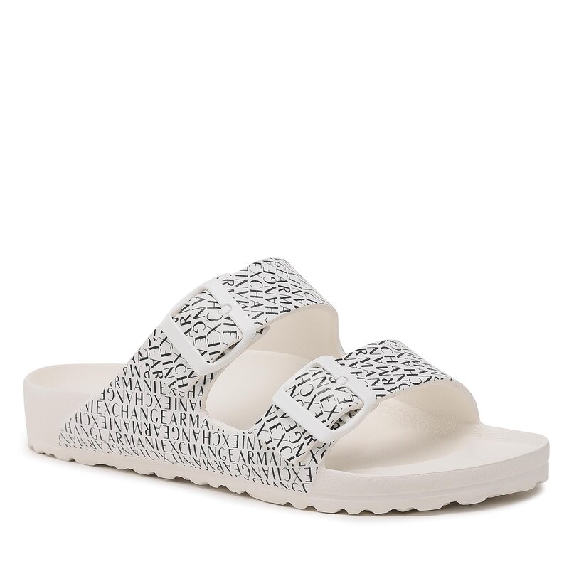 Pantoletten Armani Exchange XUP006 XV673 R326 Optic Whitee/Black Pantoletten Pantoletten und Sandaletten Herrenschuhe