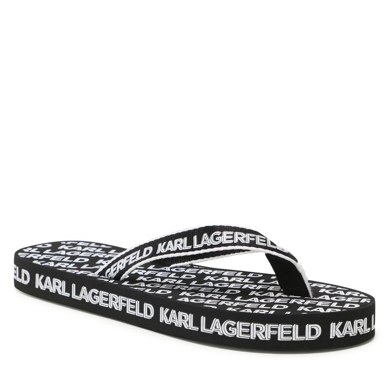 Zehentrenner KARL LAGERFELD KL81003 Y01 Black/White Weave Zehentrenner Pantoletten und Sandaletten Damenschuhe