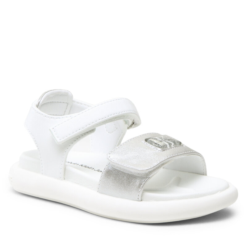 Sandalen Calvin Klein Jeans Velcro Sandal V3A2-80496-1598 S Silver/White X059 Sandalen Pantoletten und Sandaletten Mädchen Kinderschuhe