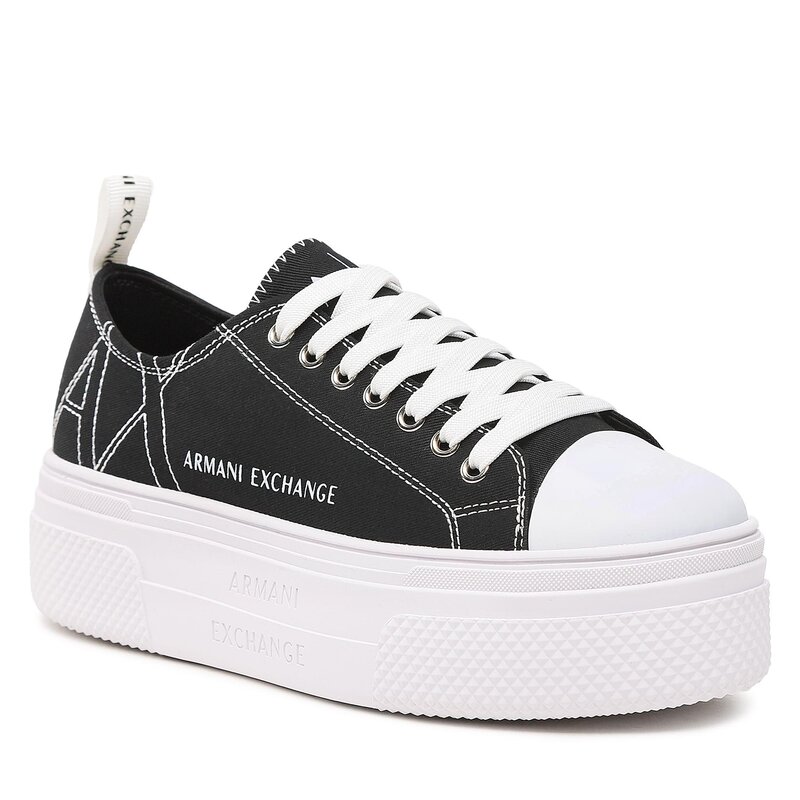 Sneakers aus Stoff Armani Exchange XDX115 XV695 S526 Black/Optic White Turnschuhe Halbschuhe Damenschuhe