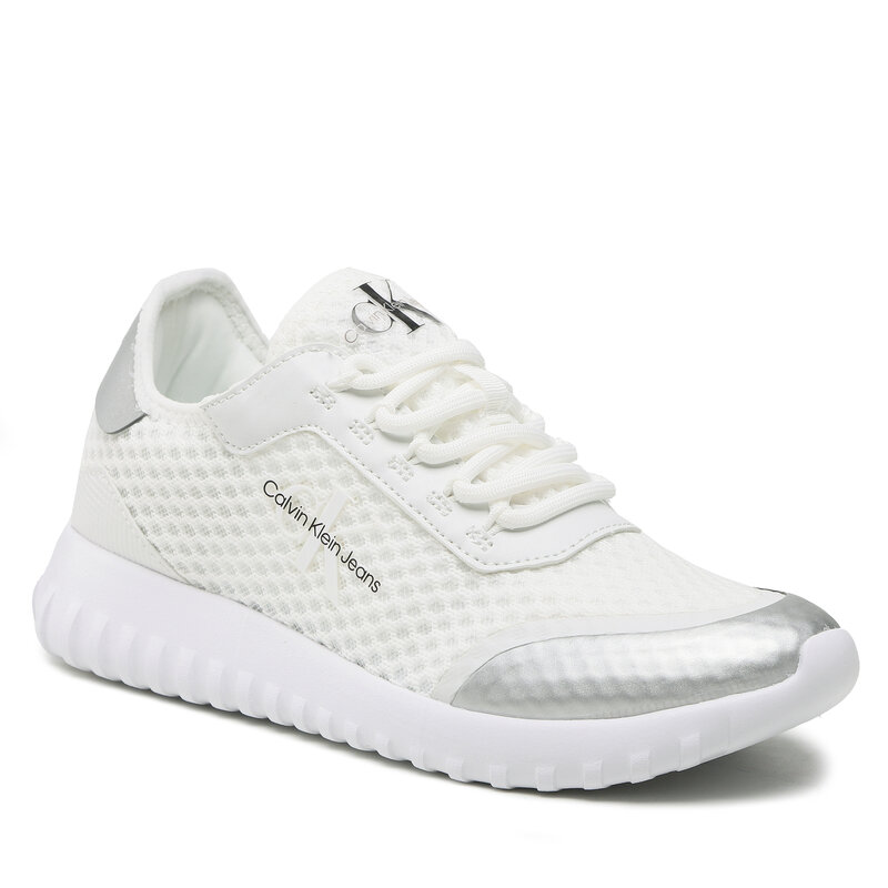 Sneakers Calvin Klein Jeans Eva Runner Monologo W YW0YW00885 White/Peach 02T Sneakers Halbschuhe Damenschuhe