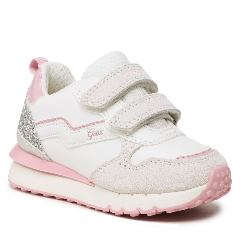 Sneakers Geox J Fastics Girl D J35GZD 022FU C0680 Off White/Pink Klettverschluss Halbschuhe Mädchen Kinderschuhe
