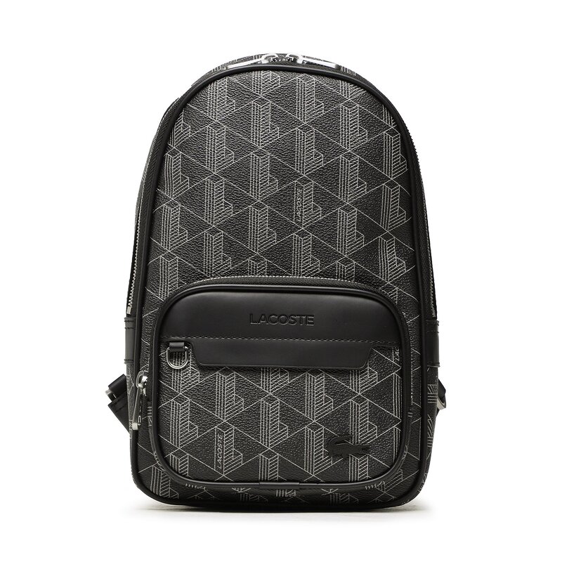 Rucksack Lacoste Body Bag NH4131LX Monogram Noir Gris H45 Sportliche Taschen und Rucksäcke Zubehör