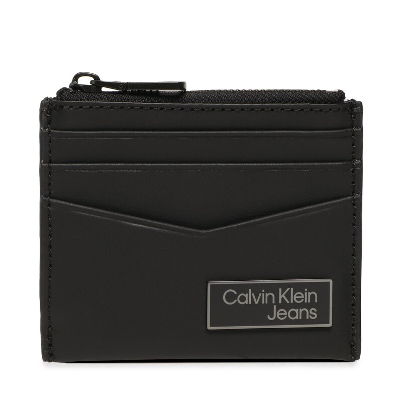 Kreditkartenetui Calvin Klein Jeans Logo Plaqueid Cardholder W/Zip K50K510130 BDS Kreditkarten-Etui Etuis Leder-Galanterie Zubehör