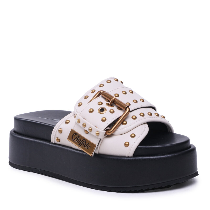 Pantoletten Buffalo Noa Rock Slide BN16021501 Cream Keilabsatz Pantoletten und Sandaletten Damenschuhe