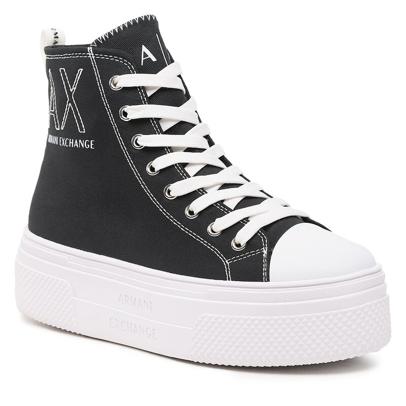 Sneakers aus Stoff Armani Exchange XDZ026 XV695 S526 Black/Optic White Turnschuhe Halbschuhe Damenschuhe