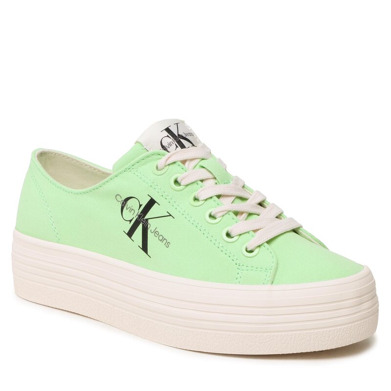 Sneakers aus Stoff Calvin Klein Jeans Vulc Flatform Essential Mono YW0YW01030 Live Mist 0H9 Turnschuhe Halbschuhe Damenschuhe