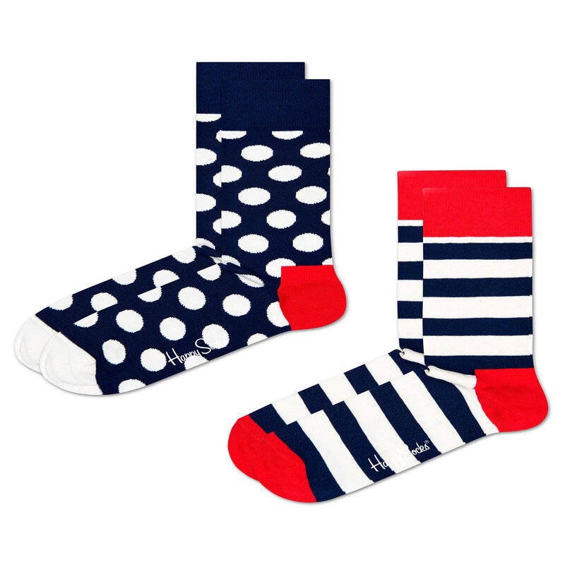 2er-Set hohe Unisex-Socken Happy Socks BDO02-6650 Bunt Hohe Damen Socken Textilien Zubehör