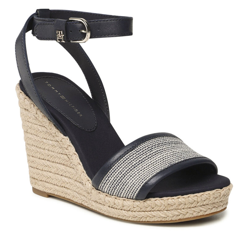 Espadrilles Tommy Hilfiger Th Woven High Wedge FW0FW07344 Space Blue DW6 Espadrilles Pantoletten und Sandaletten Damenschuhe