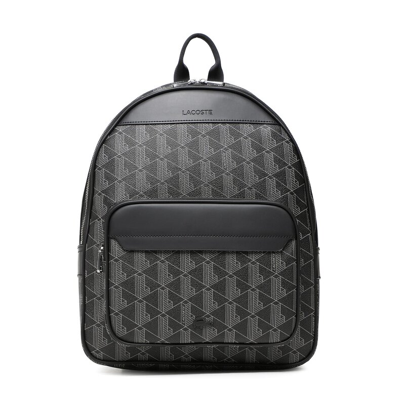 Rucksack Lacoste Backpack NH3649LX Monogram Noir Gris H45 Notebook Tasche Leder-Galanterie Zubehör