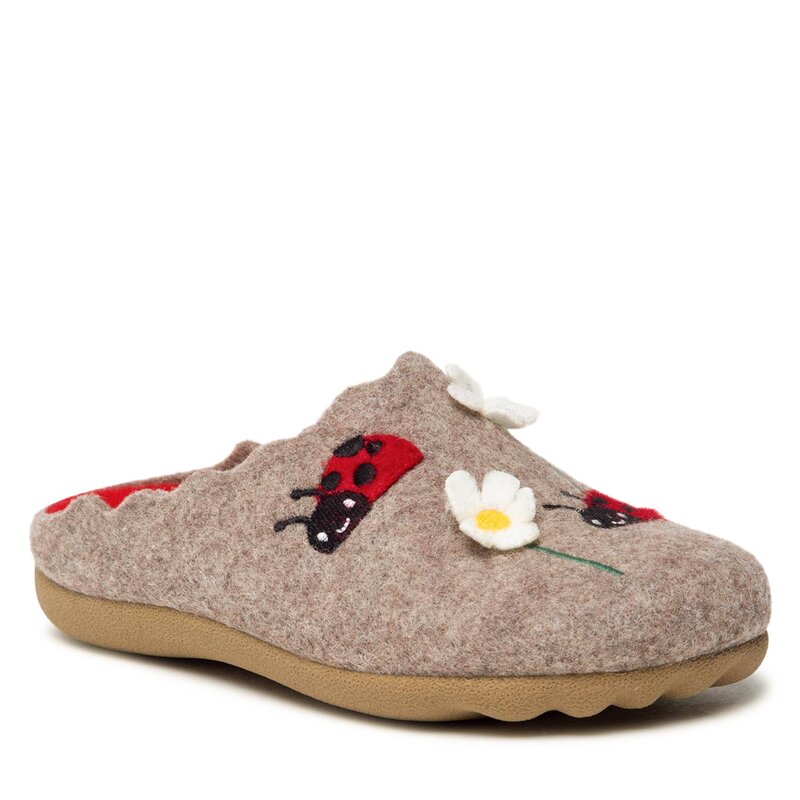 Hausschuhe Manitu 320090-08 Beige Hausschuhe Pantoletten und Sandaletten Damenschuhe
