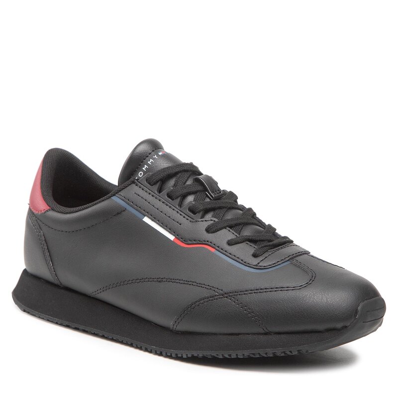 Sneakers Tommy Hilfiger Runner Lo Leather Detail FM0FM04256 Black BDS Sneakers Halbschuhe Herrenschuhe