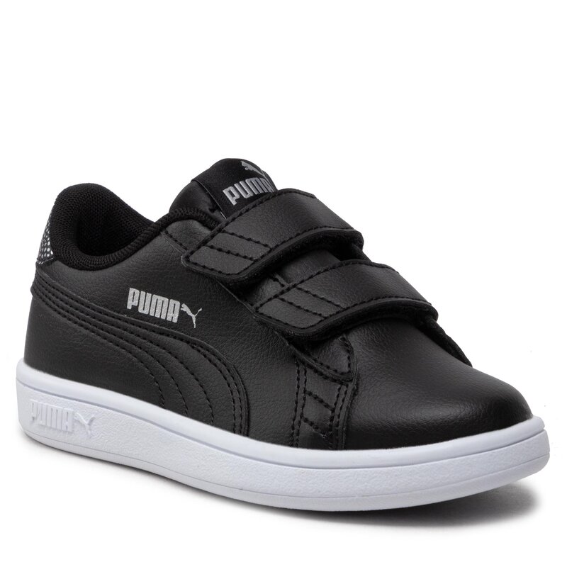 Sneakers Puma Smash V2 Metallics V Ps 386198 02 Puma Black/Puma Silver Klettverschluss Halbschuhe Mädchen Kinderschuhe