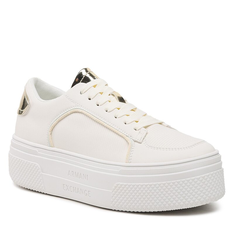 Sneakers Armani Exchange XDX116 XV696 S288 Off White/Light Gold Sneakers Halbschuhe Damenschuhe