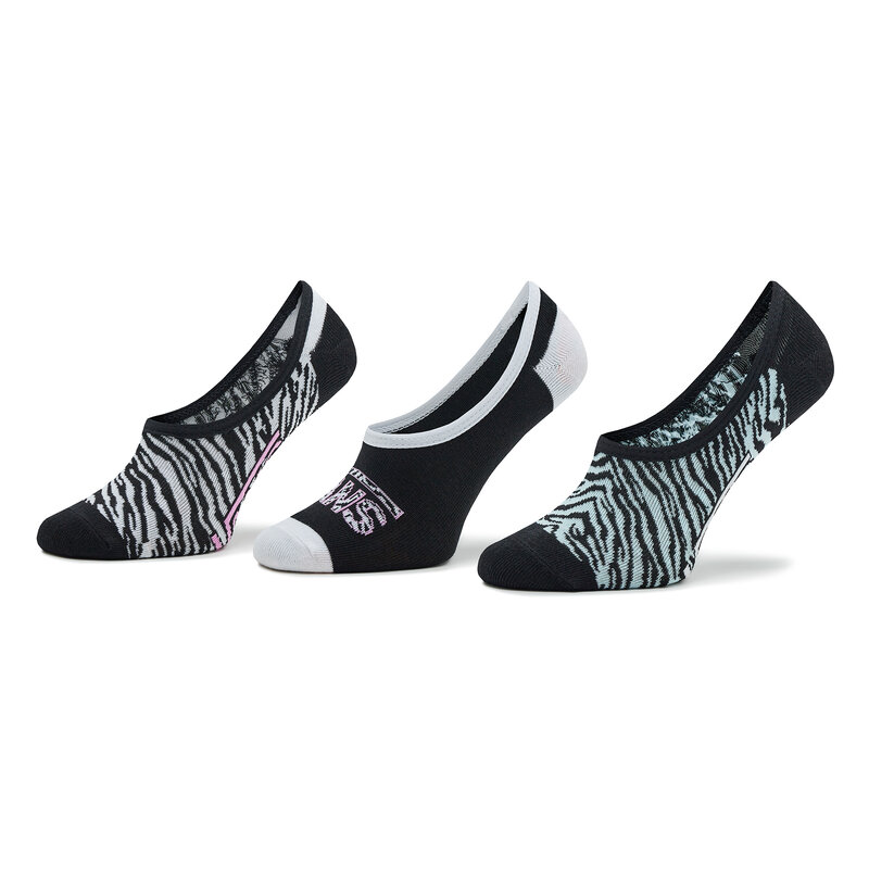 3er-Set Damen Sneakersocken Vans Zebra Daze Canoodle VN00079YBR51 Black/Blue Glow Knöchelsocken Damen Socken Textilien Zubehör
