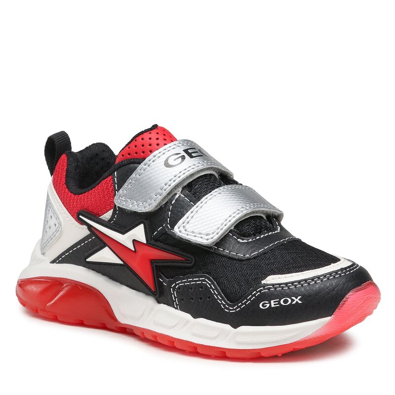 Sneakers Geox J Spaziale B.B J35CQB 014BU C0048 S Black/Red Klettverschluss Halbschuhe Jungen Kinderschuhe