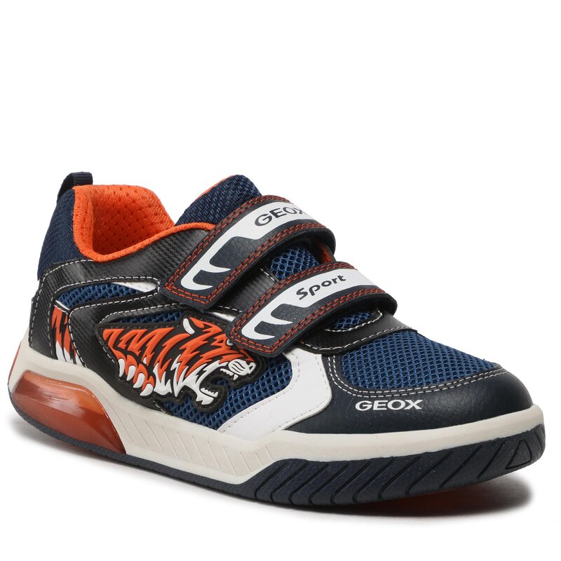 Sneakers Geox J Inek B. A J359CA 014CE C0659 DD Navy/Orange Klettverschluss Halbschuhe Jungen Kinderschuhe
