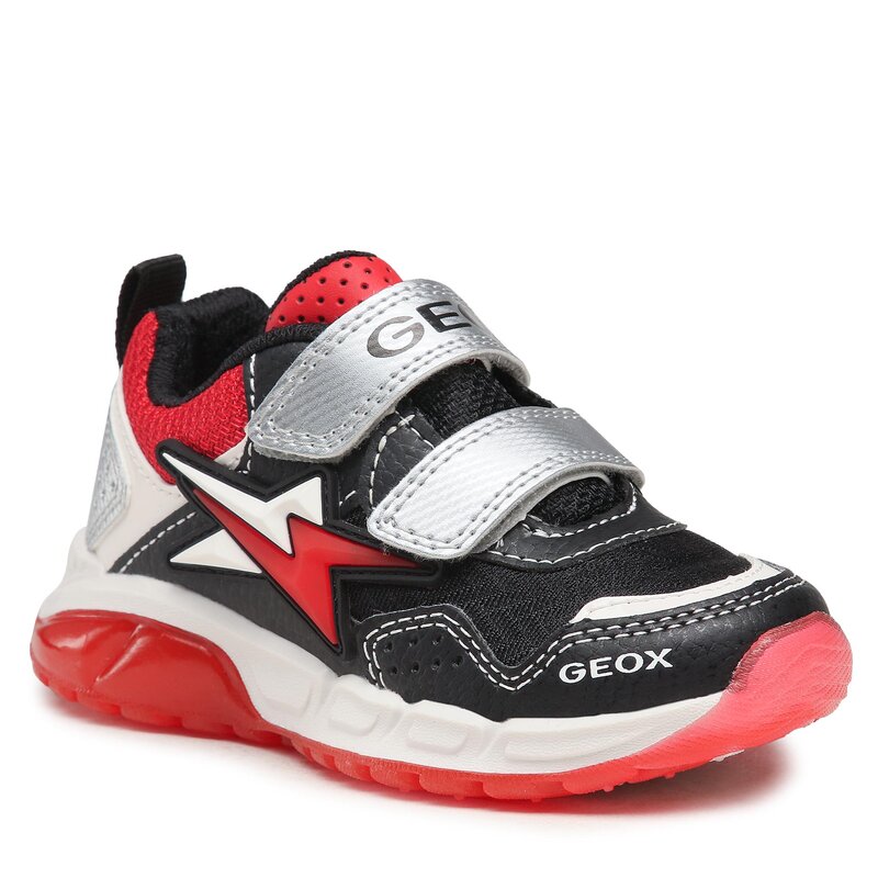 Sneakers Geox J Spaziale B.B J35CQB 014BU C0048 M Black/Red Klettverschluss Halbschuhe Jungen Kinderschuhe
