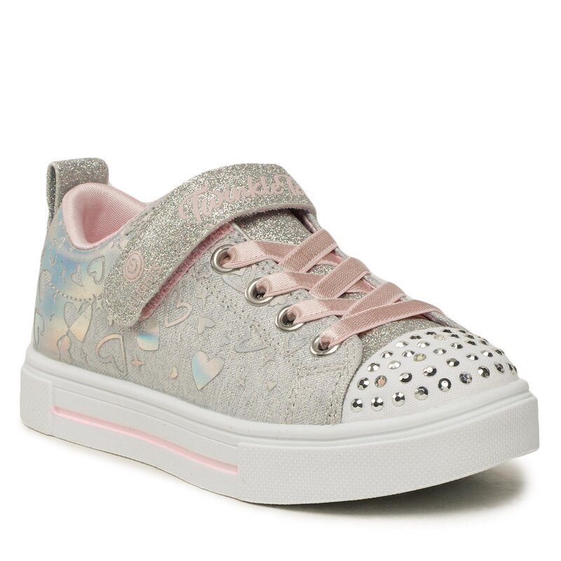 Sneakers Skechers Heather Charm 314787L/GYSL Gray/Silver Klettverschluss Halbschuhe Mädchen Kinderschuhe