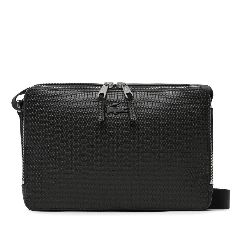 Umhängetasche Lacoste Split Cow Leather NH3270CE Noir 000 Herren Jugendtaschen Leder-Galanterie Zubehör