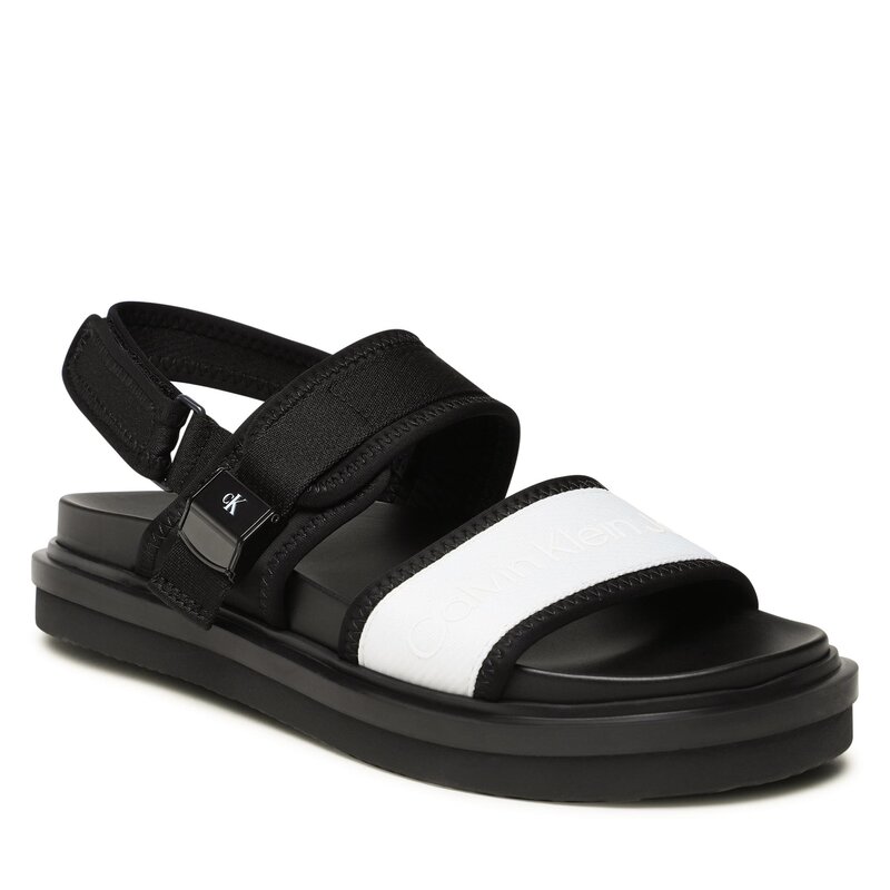 Sandalen Calvin Klein Jeans Sandal Doublebar Hardware YM0YM00643 White/Black YBH Sandalen Pantoletten und Sandaletten Herrenschuhe
