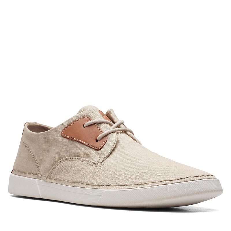 Halbschuhe Clarks Gereld Tie 26171672 Sand Textile Halbschuhe Herrenschuhe