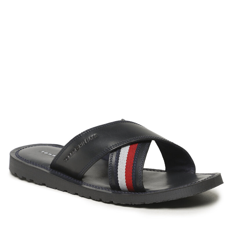 Pantoletten Tommy Hilfiger Criss Cross Sandal FM0FM04457 Desert Sky DW5 Alltägliche Pantoletten Pantoletten Pantoletten und Sandaletten Damenschuhe