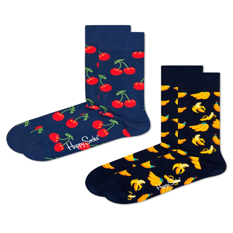 2er-Set hohe Unisex-Socken Happy Socks CHE02-6050 Dunkelblau Hohe Damen Socken Textilien Zubehör