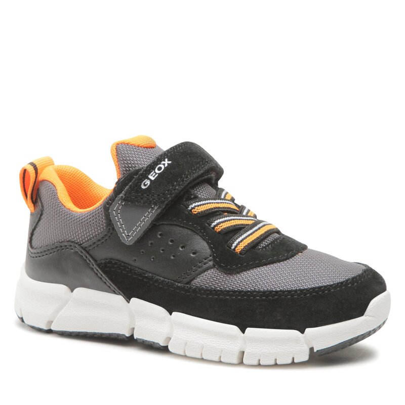 Sneakers Geox J Flexyper Boy J359BB0FU22C0038 S Black/Orange Halbschuhe Jungen Kinderschuhe